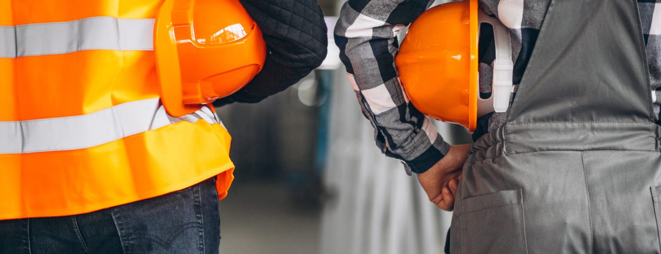 Two colleagues at a factory